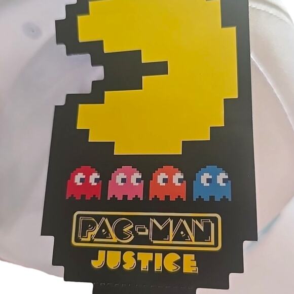 Pacman Ghosts White Pink Baseball Hat Pac Man Justice Collab OSFM Snapback - Picture 6 of 7
